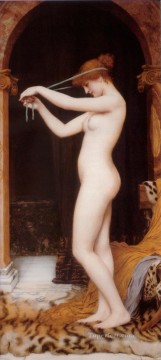 Venus atándose el cabello dama desnuda John William Godward Pinturas al óleo